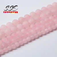 dull polish matte rose pink quartz beads natural stone round beads for jewelry making diy bracelet ear 15 strand 4 6 8 10 12 mm