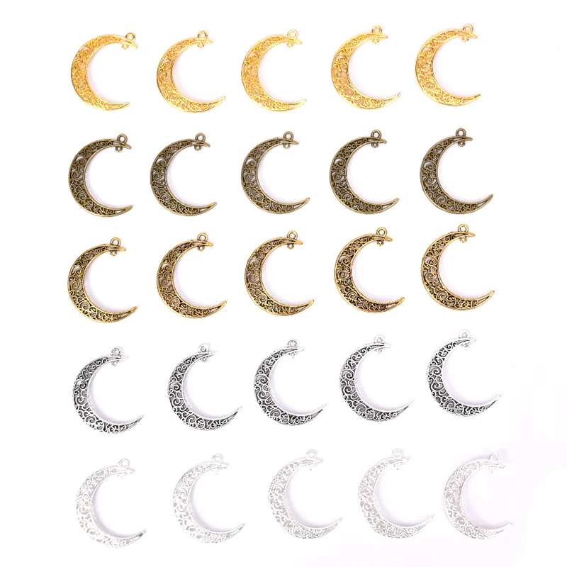 10 шт. подвески с полой луной сплав металл Colar Lua Crescente соединители сделай сам для