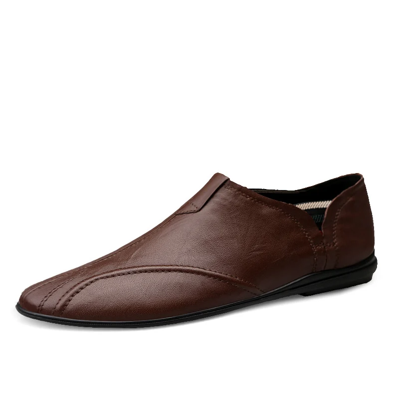

2021 New Men Fashion Genuine Leather Casual Loafers Soft Breathable Flats Lazy Shoes Men's Lightweigh Moccasins Driving Shoes