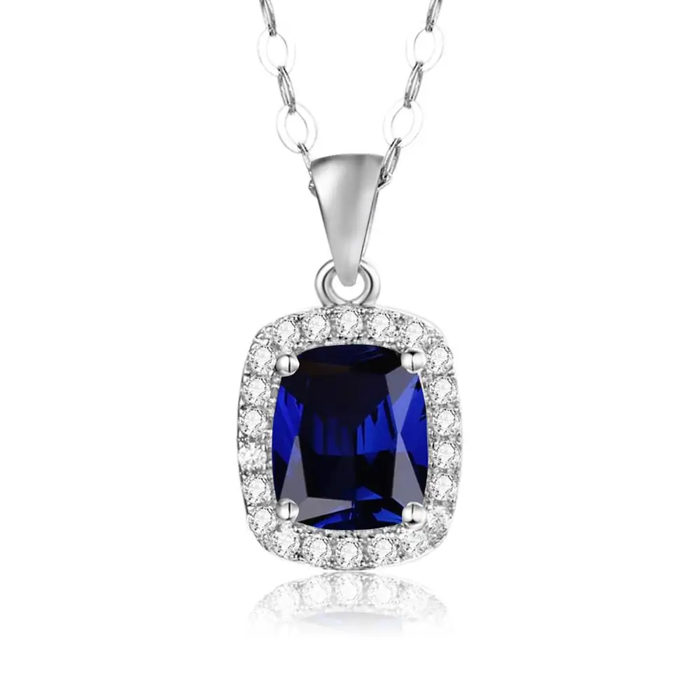 

silver 925 Necklace Dark Blue Sapphire Pendant For Women Real 925 Sterling Silver Vintage Pendant Zircon Edging Fine Jewelry New