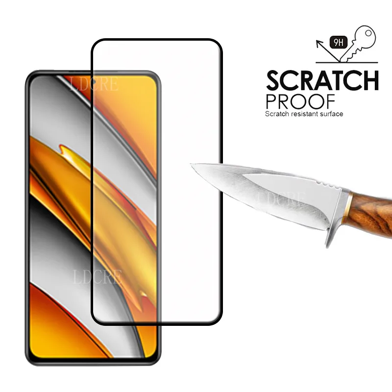 Cristal de cobertura completa para Xiaomi Poco F3, pel&iacute;cula de vidrio templado HD, Protector de pantalla para Poco F3, cristal de lente-2