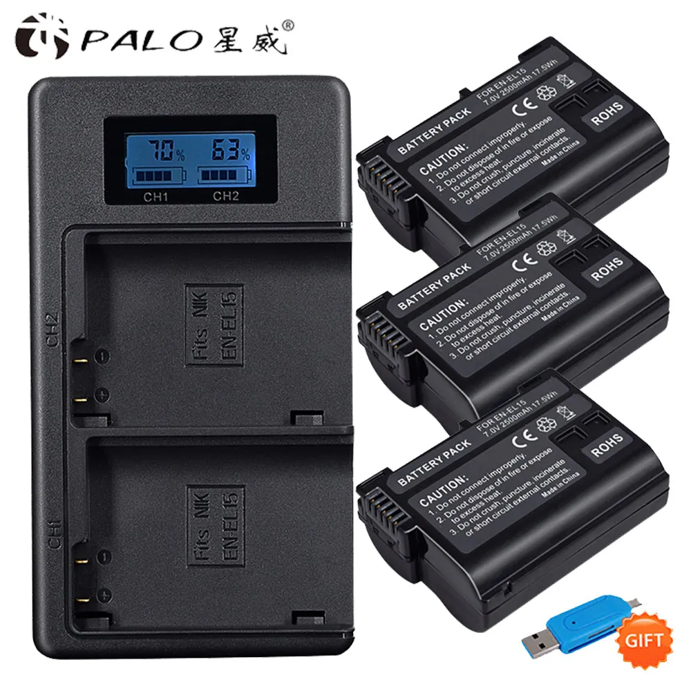 

EN-EL15 EN EL15 ENEL15 EL15A Batteries LCD Dual USB Charger for Nikon D600 D610 D600E D800 D800E D810 D7000 D7100 d750 V1 D