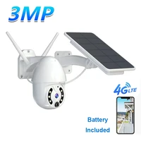 hontusec 4g sim card solar ptz ip camera 3mp two way audio motion detection pir alarm low power rechargeable battery camera