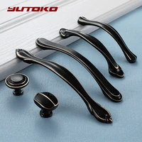 yutoko american style black cabinet handles solid aluminum alloy kitchen cupboard pulls drawer knobs furniture handle hardware