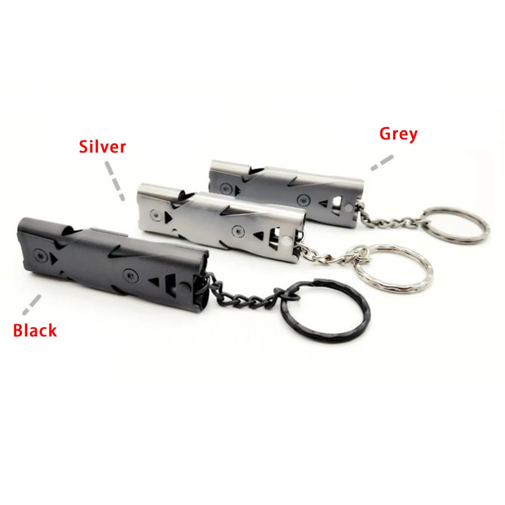 Survival Whistle Double-Barreled Blasts Sound Outdoor For Help Stainless Steel High Frequency Earthquake Jiu She |