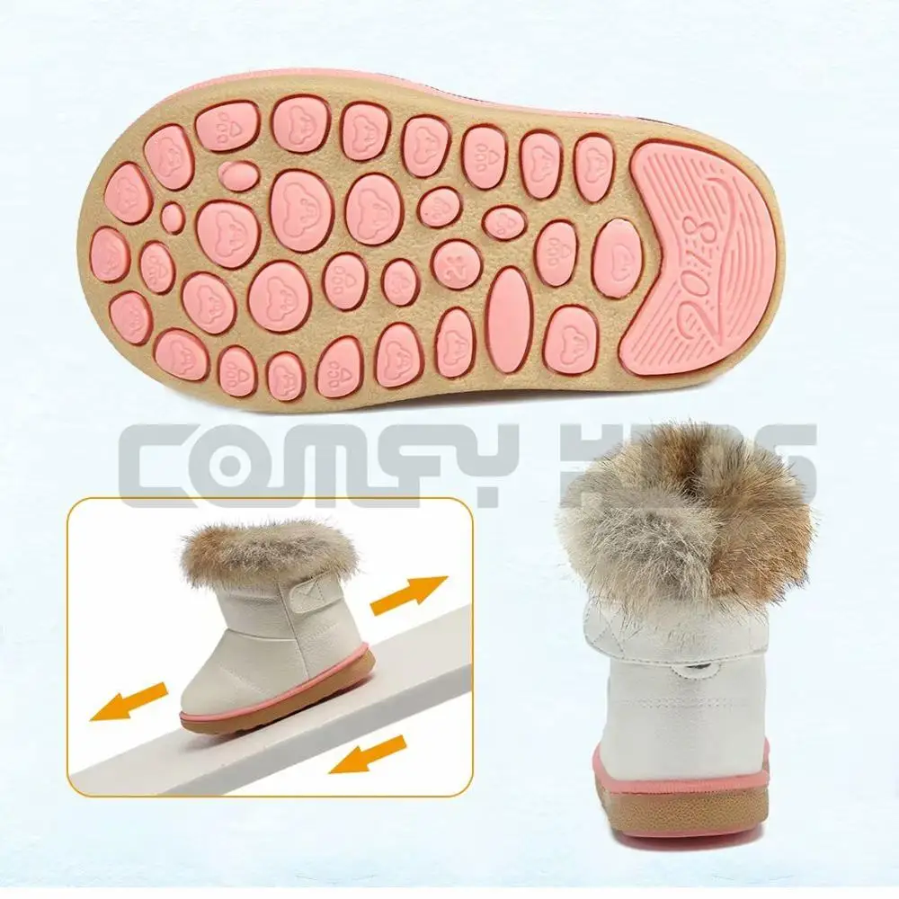 Удобные детские зимние сапоги; детская обувь для девочек; зимние сапоги; обувь на резиновой подошве для маленьких девочек; уличная хлопковая обувь; плюшевые ботильоны для девочек