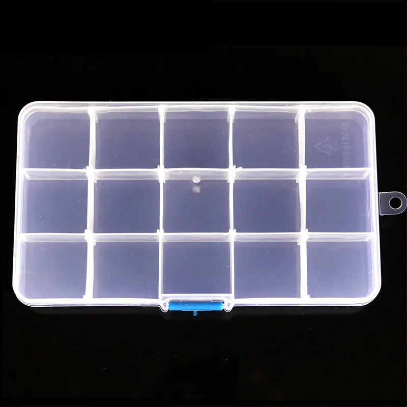 

1pcs accessories tool bait plastic box 5 grid 10 grid transparent multi-function Mini fishing box 15 compartment storage box