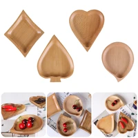 1pc wooden dipping sauce dish spade heart shape soy sauce wooden side dish bowl serving tray for nuts desserts fruits gravy boat