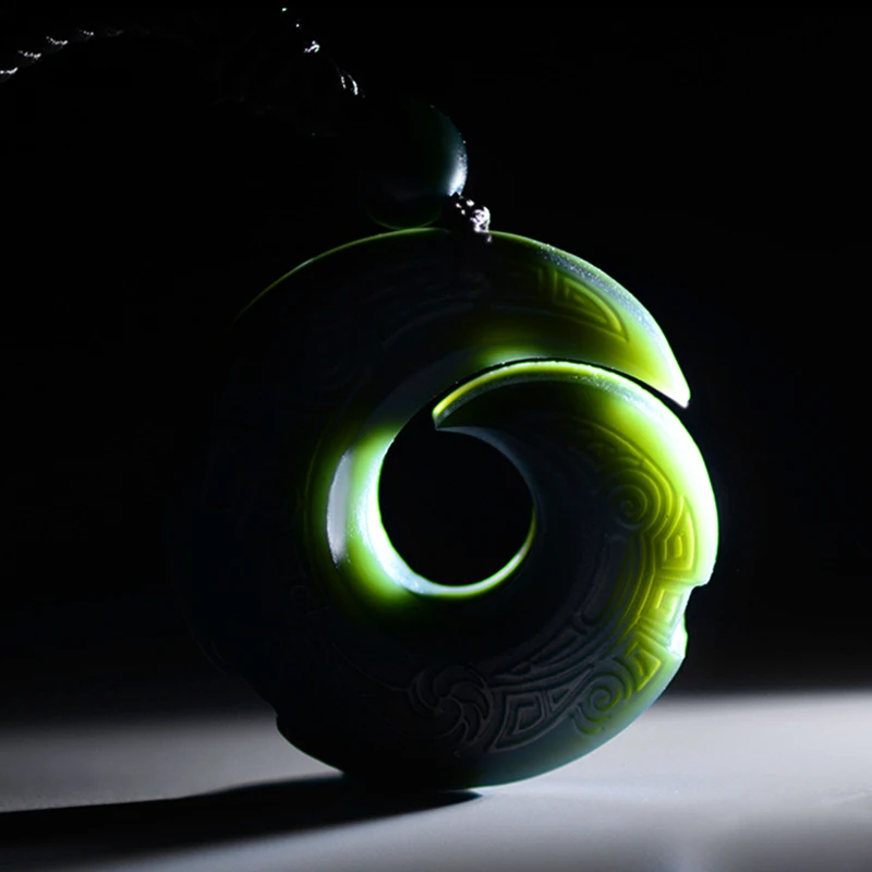 

Natural Jade Pendant Necklace Hetian Jade Jewelry Carved Amulet Gifts for Men Women