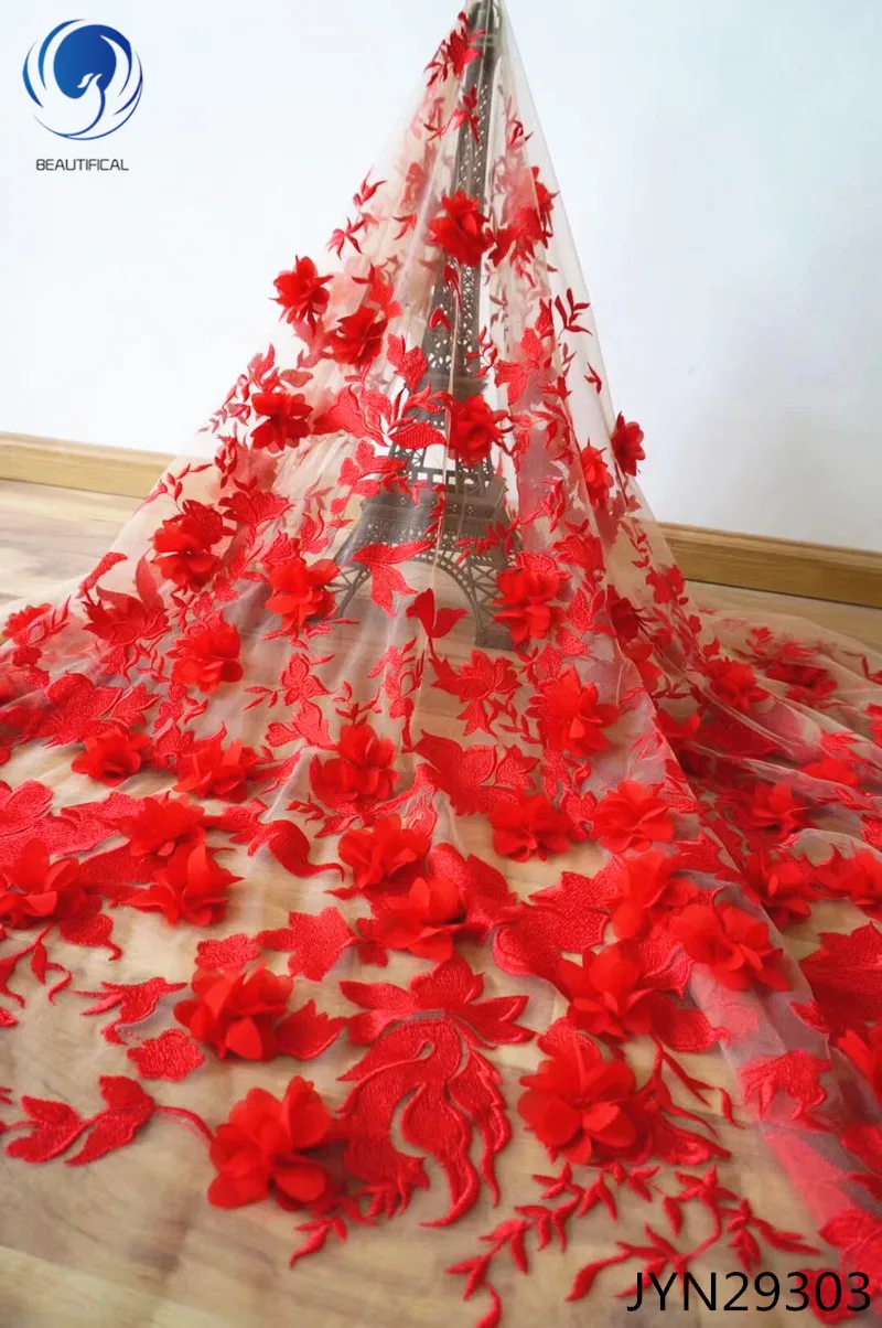 BEAUTIFICAL l African french tulle net lace fabrics fabric 3d flowers high quality Nigerian laces 5 yards JYN293 | Дом и сад