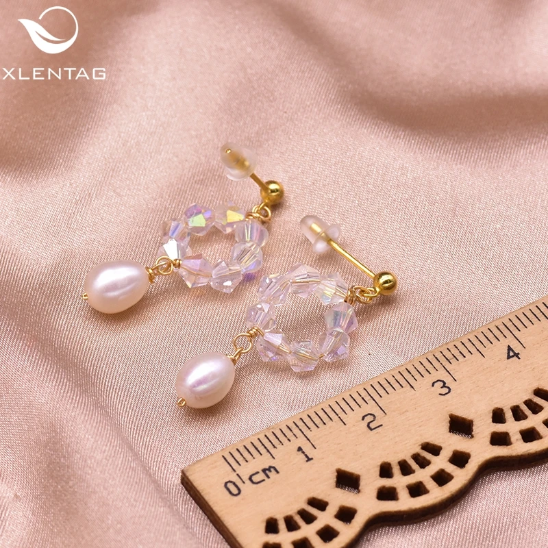 XlentAg натуральные пресноводные жемчужные Висячие серьги для женщин аксессуары