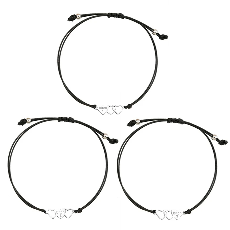 3 шт./компл. плетеный браслет из нержавеющей стали в форме сердца ювелирные