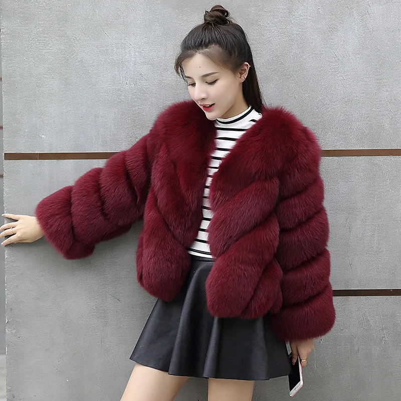 

2021 Winter Autumn Women's Faux Fur Patchwork Short Coats