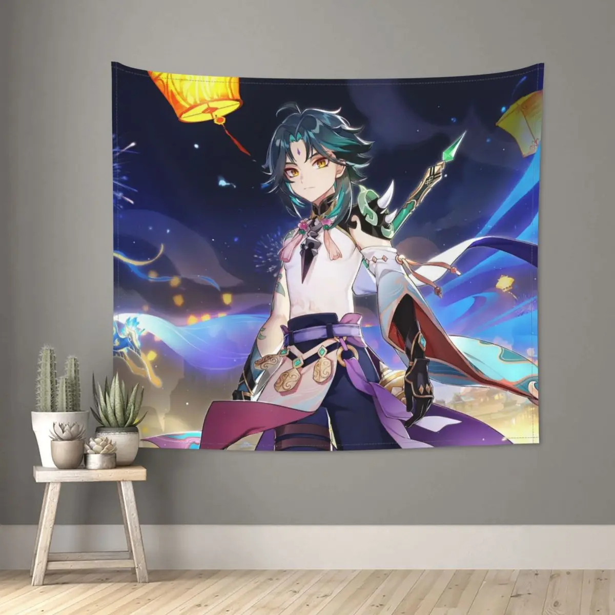 

Genshin Impact Xiao Tapestry Hippie Polyester Wall Hanging Video Game Room Decoration Background Cloth Mandala Wall Blanket
