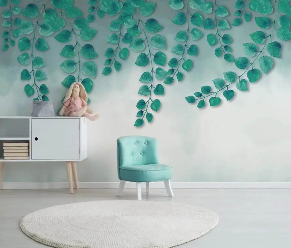 

AINYOOUSEM Idyllic background wall of small fresh leaves papier peint papel de parede wallpaper 3d wallpaper stickers