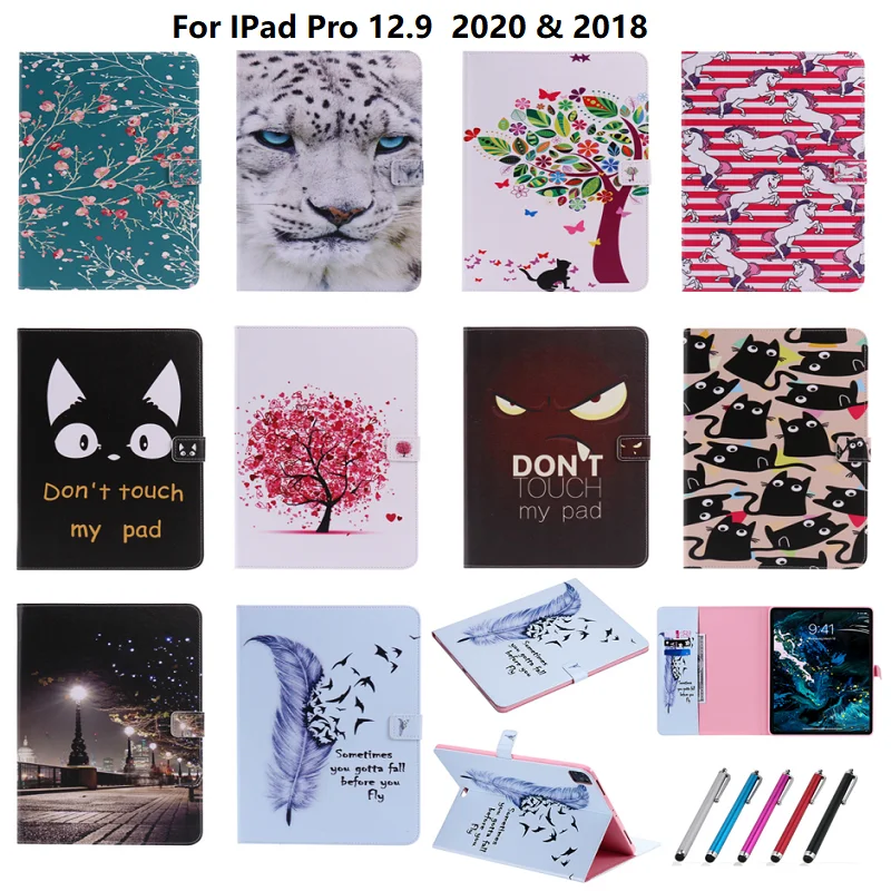 Чехол для iPad Pro 2020 умный кожаный чехол-подставка С Рисунком Тигра кота пера 12 9
