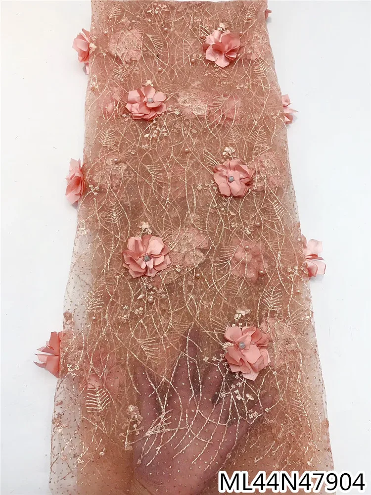 

BEAUTIFICAL french lace 3d nigerian wedding net lace embroidery material bridal 3d lace with beads ML44N479