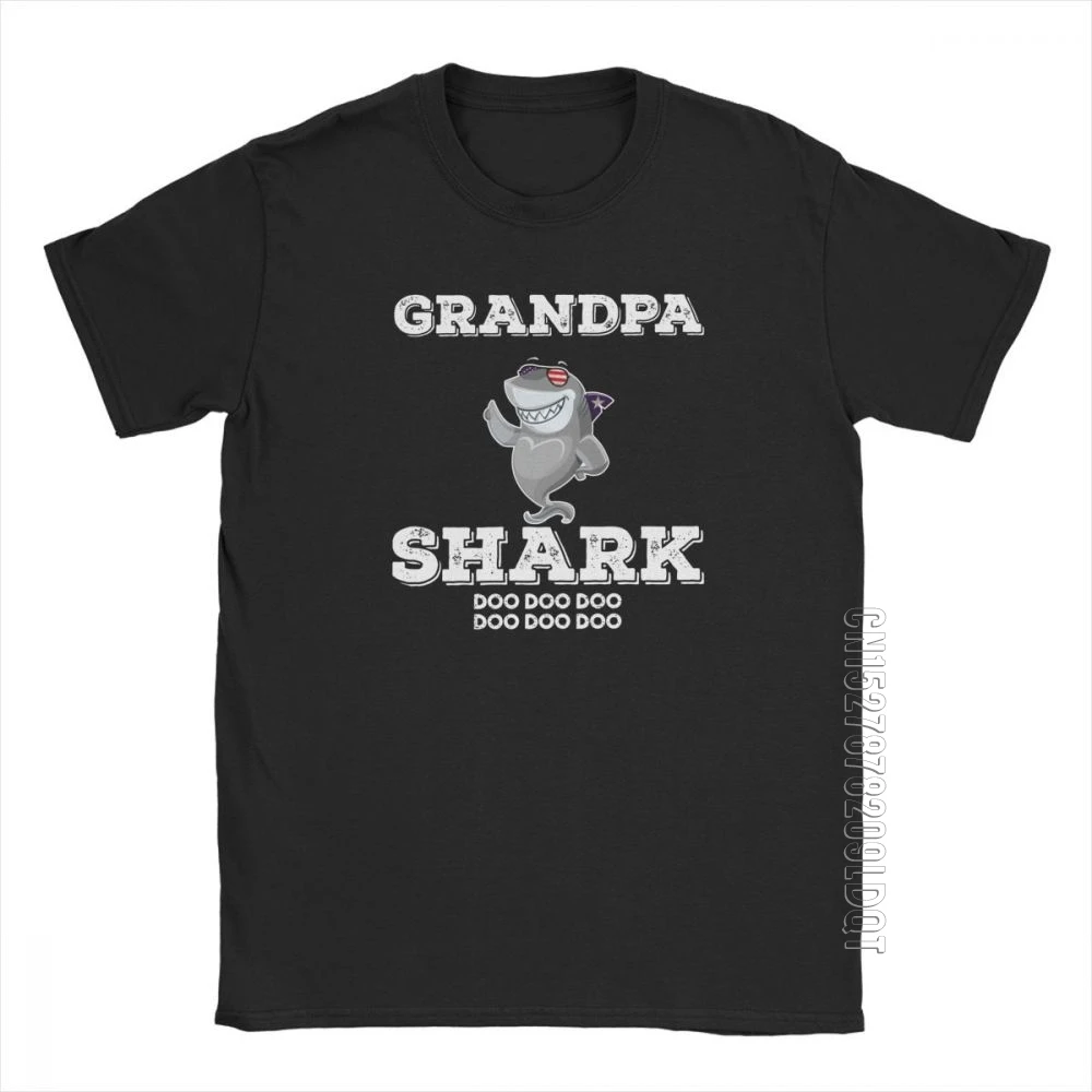 

Grandpa Shark Doo Doo Vintage T Shirt Men Matching Shark Family Male Tshirt Clothes Graphic Tee Shirt Pure Cotton T-Shirt