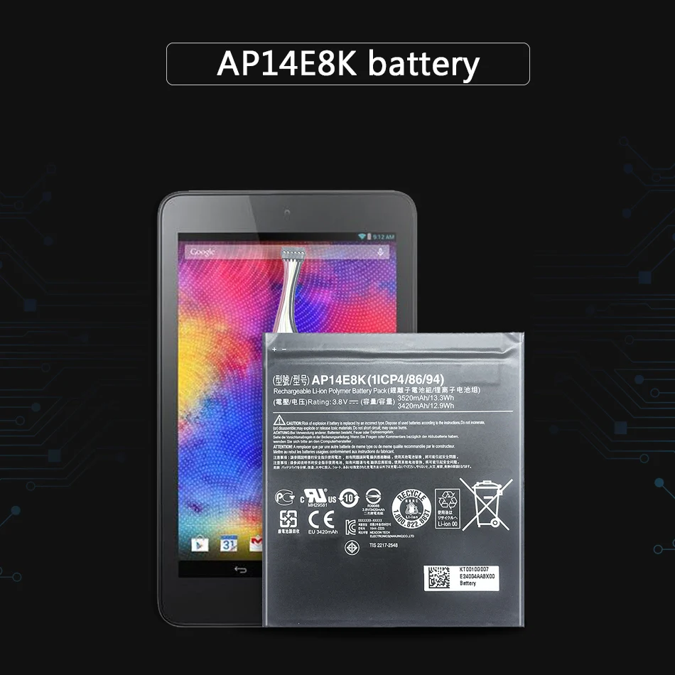 Сменный аккумулятор для мобильного телефона новый планшетный 3520 мАч AP14E8K Acer Iconia