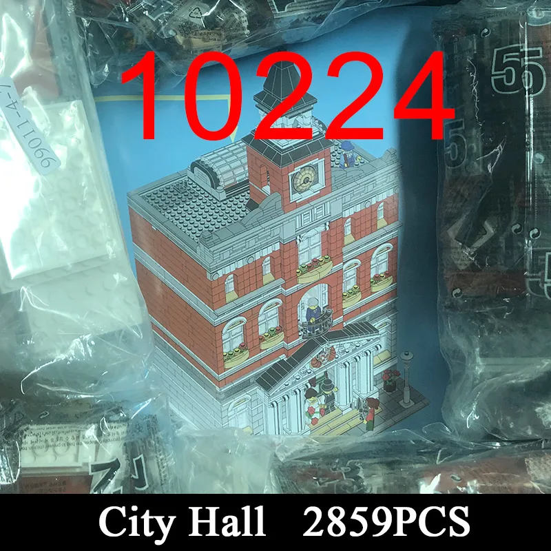 

MOC Creator Streetview Building Blocks 15003 10224 2859Pcs City Street View Series Town Hall Bricks Education Toys Girl Gifts