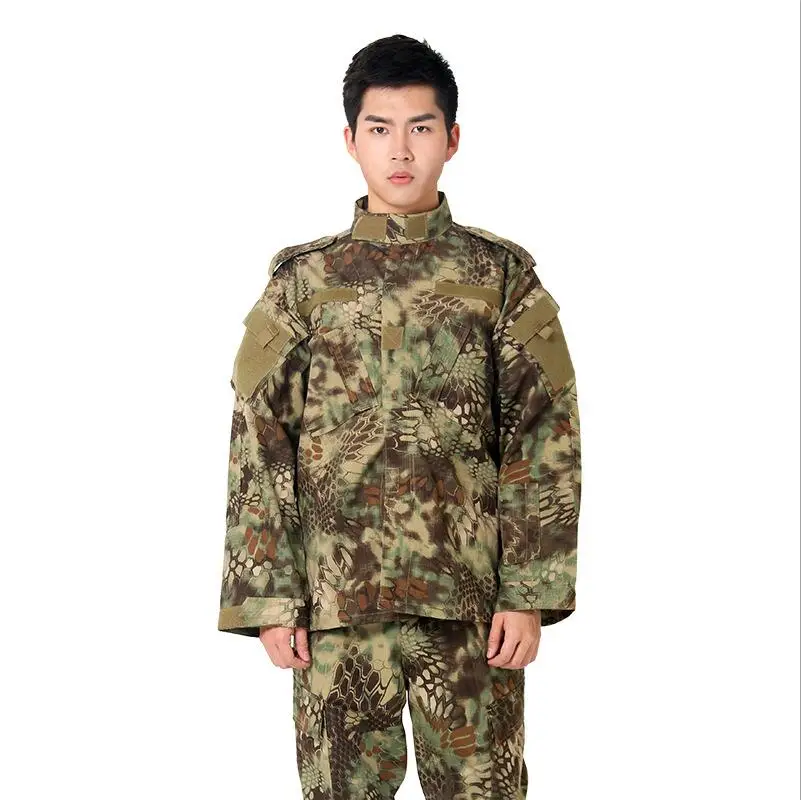 Green crepe 17Color Men Army Tactical Military Uniform Camouflage Combat Shirt Clothes Special Forces ACU Militar Uniforms for Man Coat Set - Цвет: Green crepe