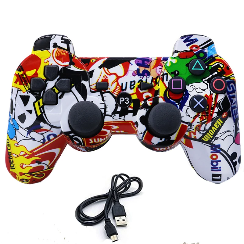 Беспроводной игровой джойстик Bluetooth Двойной вибрационный контроллер для PS3 3