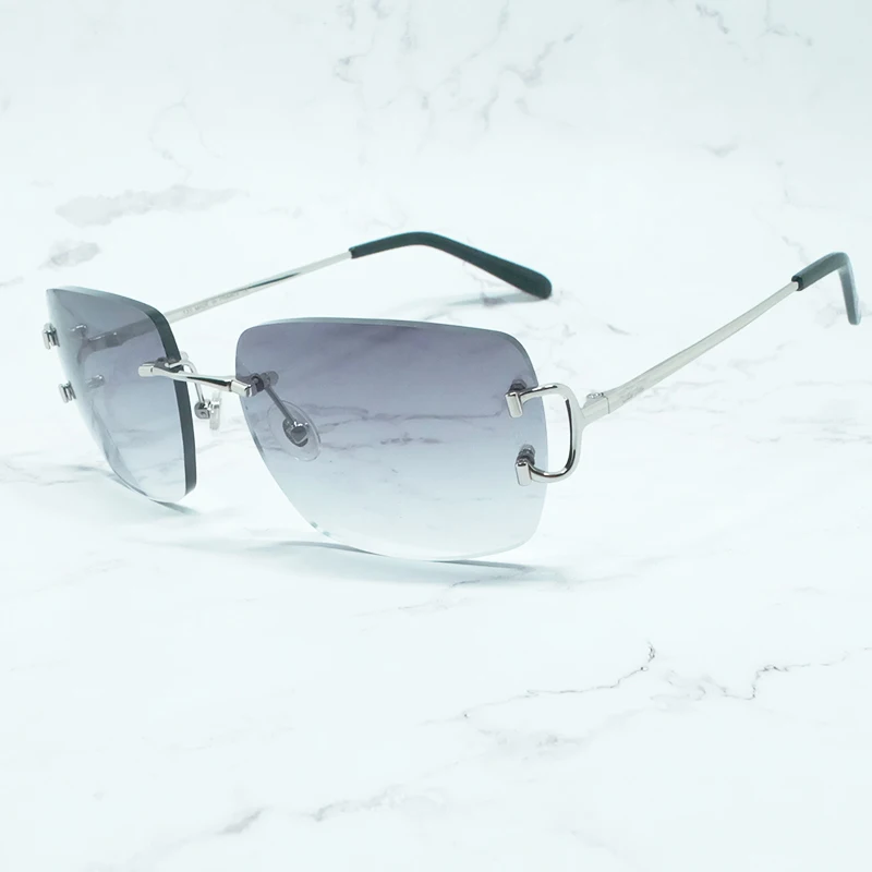 

Big C Square Sunglasses Men Rimless Carter Purple Sun Glasses Vintage Driving Shades Eyewear Carters Metal Designer Sun Glasses