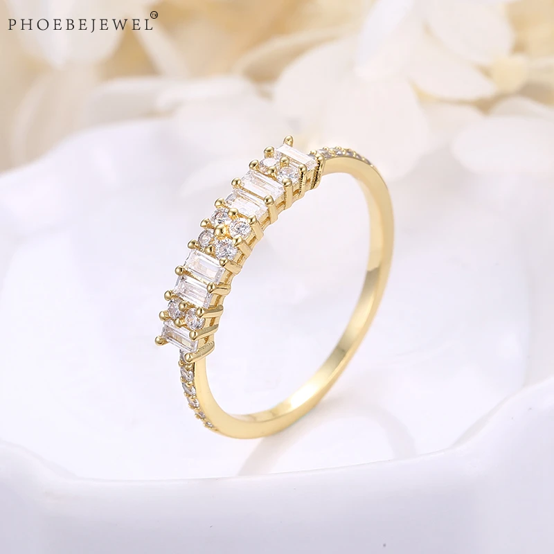 PHOEBEJEWEL новый дизайн золотого цвета женское кольцо на палец с прозрачным