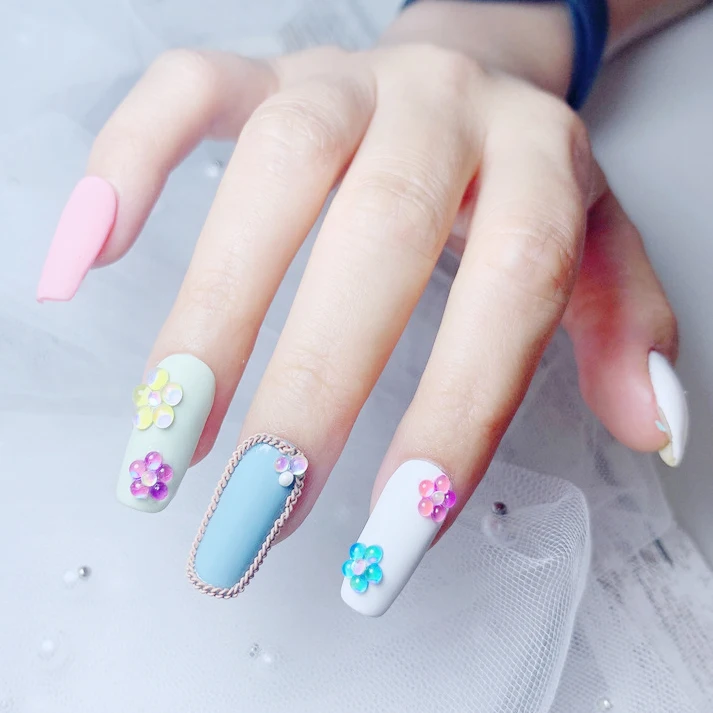 1 коробка дизайна ногтей Русалка искусственная жемчужина Стразы с плоским дном