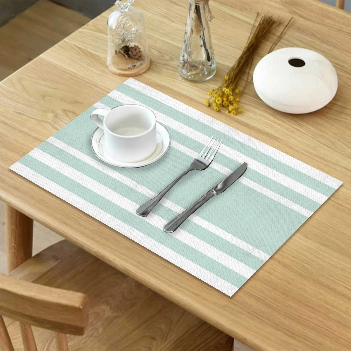 4/6 шт. подставки в зеленую геометрическую полоску | Дом и сад