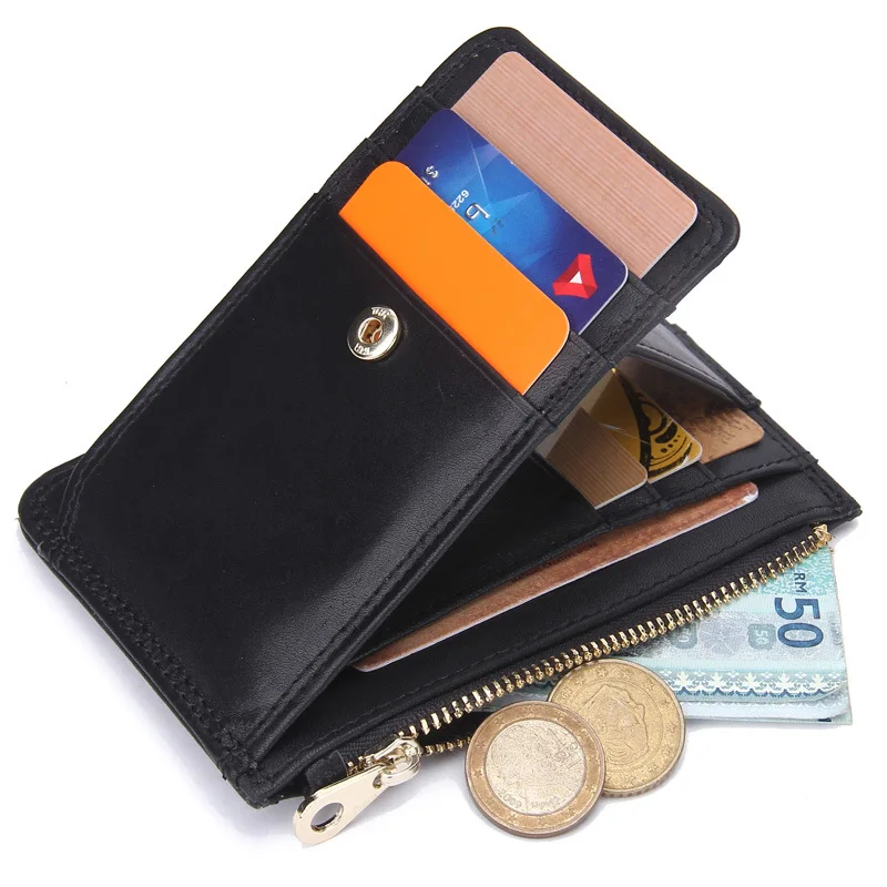 

Retro RFID Wallets for Men Casual Credit Card Genuine Leather Purse Package ID Card Holder Short Male Billetera Coin Pocket