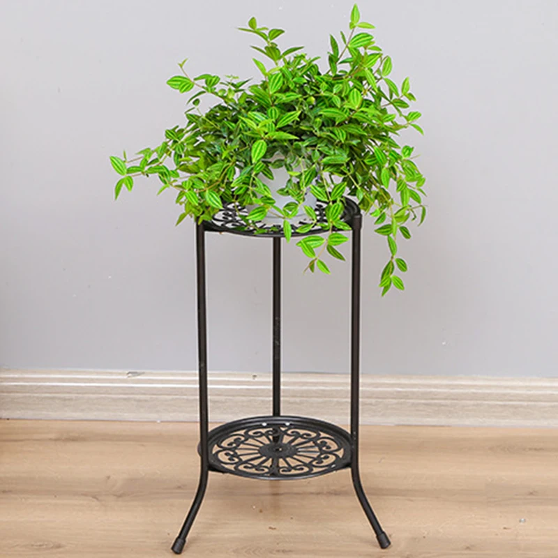

2-Tiered Tall Plant Stand Metal Plant Shelf Supports Rack for Indoor Outdoor Home Decoration
