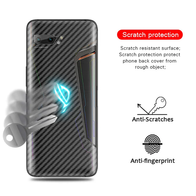 Для Asus Rog Phone II 2 ZS660KL углеродное волокно задняя наклейка с защитой экрана пленка полное покрытие для Asus Rog Phone2