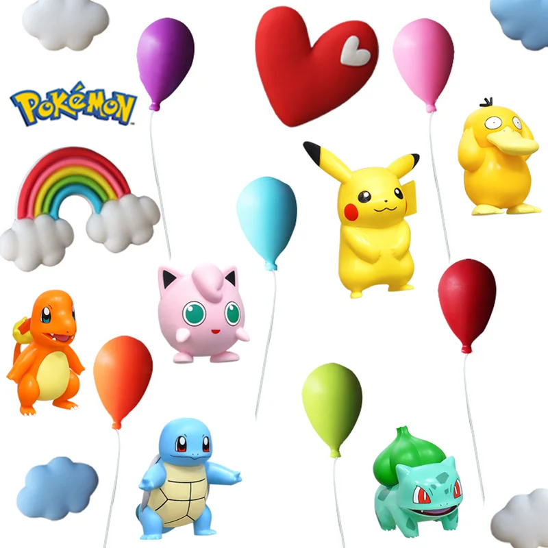

6Style 3D Anime Kawaii Pokémon Fridge Magnet Classic Cartoon Creative Pikachu Jigglypuff Psyduck Rainbow Love Balloon Decoration