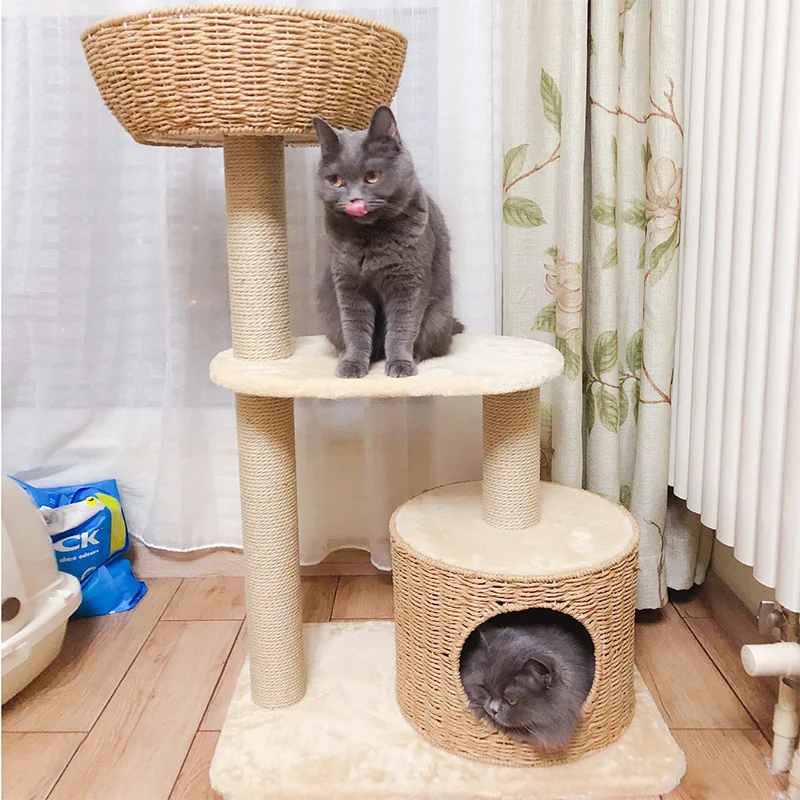Cat Climbing Frame Big Cat Litter Cat Tree Sisal Hand-woven Cat Scratch Board Jumping Platform Cat House Climbing Cat