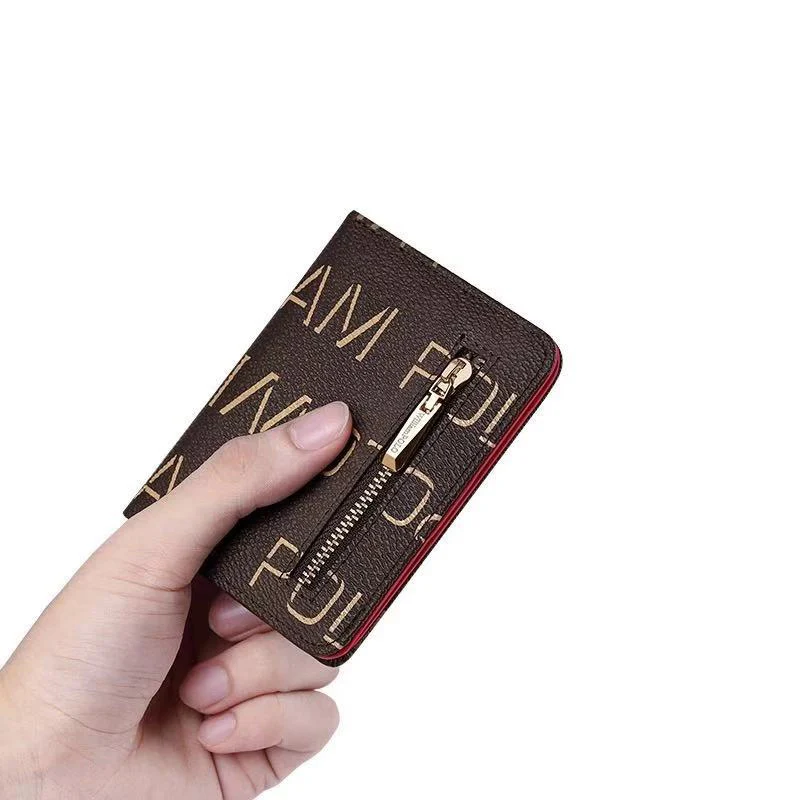 Ultra thin leather Mini Wallet men's and women's short fashion zipper buckle card bag coin cash pocket high grade couple Wallet