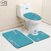 plum blossom pattern 3d printed bathroom pedestal rug lid toilet cover bath mat set drop shipping style 3
