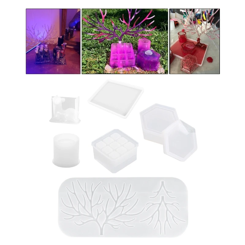 

1 Set Crystal Epoxy Resin Molds Deer Makeup Jewelry Display Tray Silicone Mould 83XF