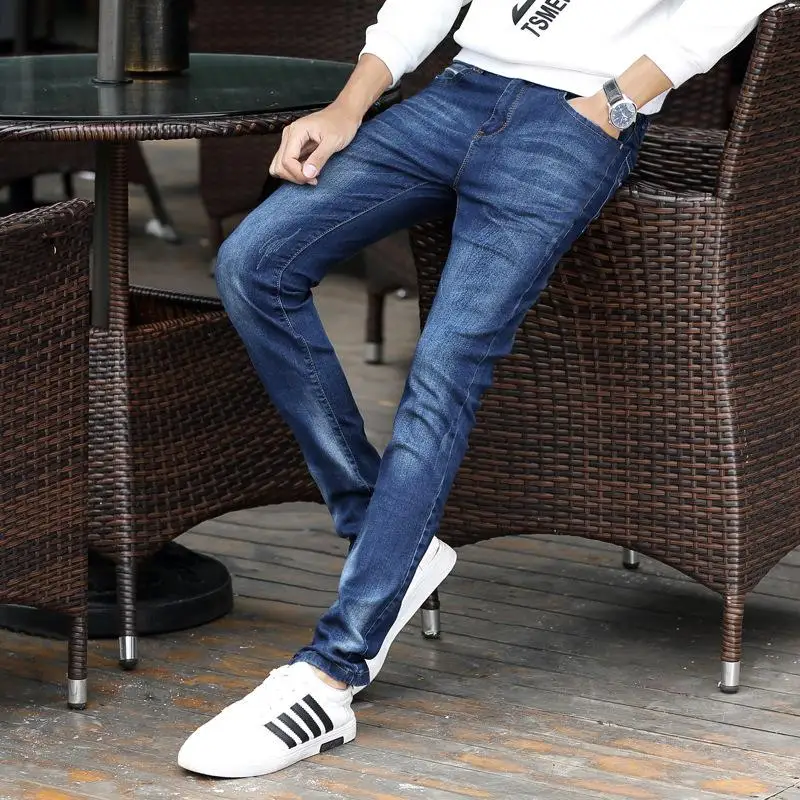 

Men Ripped Jeans New Spring Fashion Skinny Biker Jeans 2019 Men Casual Trend Skinny Slim Straight Pant Plus Size