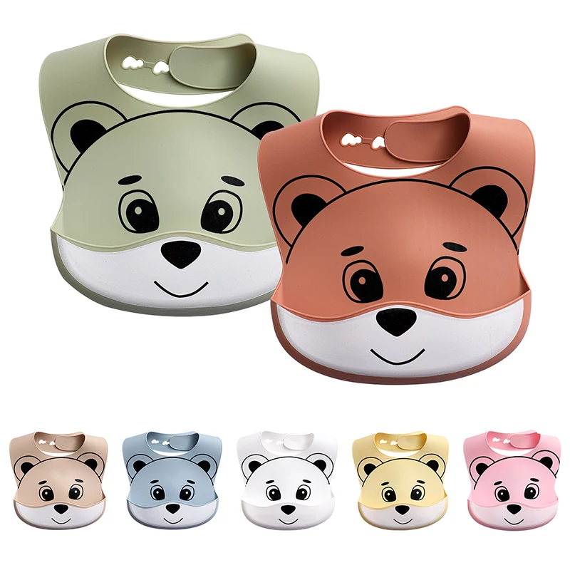 

New Baby Bib Adjustable Cartoon Animal Picture Waterproof Saliva Dripping Bibs Soft Edible Grade Silicone Saliva Towel Scarf