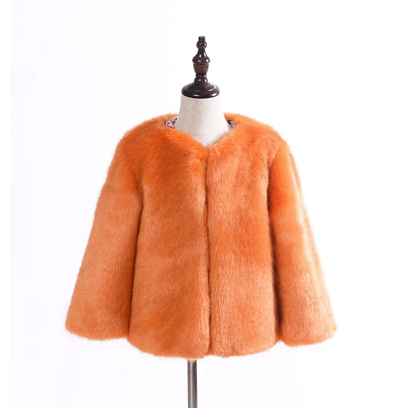 Orange VFOCHI куртка из искусственного меха для девочек Модное детское теплое пальто с мехом осенне-зимняя куртка для маленьких девочек верхняя одежда с длинными рукавами, куртка из искусственного меха - Цвет: Orange