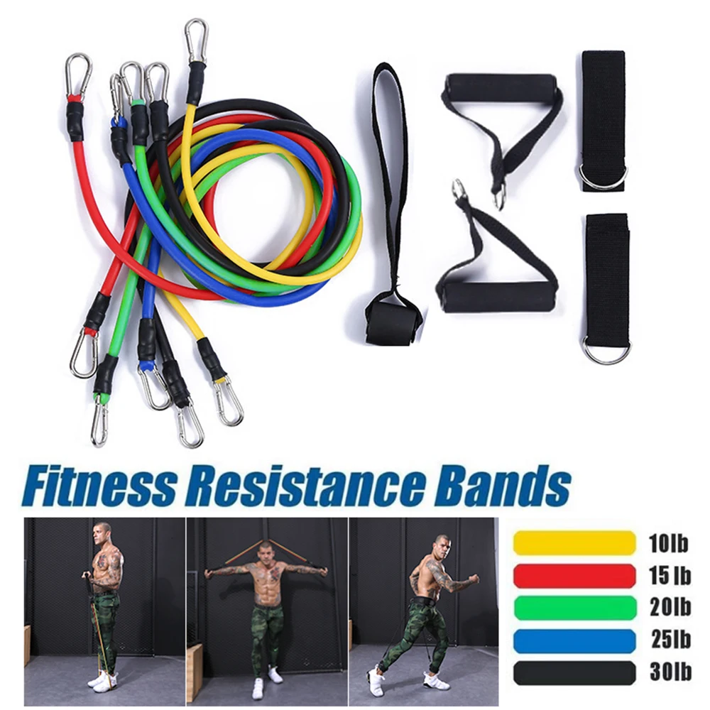 11 PCS Resistance Tube Bands Door Anchor Ankle Straps Cushioned Handles with Carry Bags for Home Fintess Exercise Workout | Спорт и