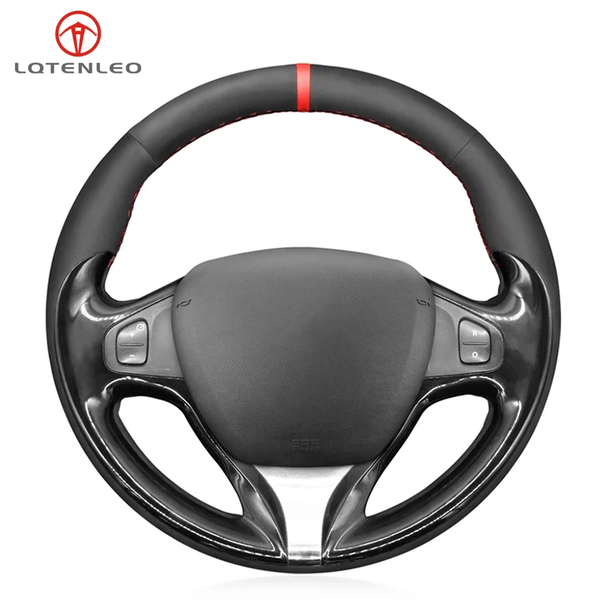 

LQTENLEO Black Suede DIY Hand-stitched Car Steering Wheel Cover For Renault Clio 2013-2015 Captur 2014 2015 2016 2017