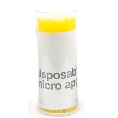 Pot-Yellow 100 шт./лот, одноразовые Микро Кисти, аппликаторы, кисть для туши, инструменты для наращивания ресниц, индивидуальные Микро Кисти для ресниц, косметическая кисть - Цвет: Pot-Yellow