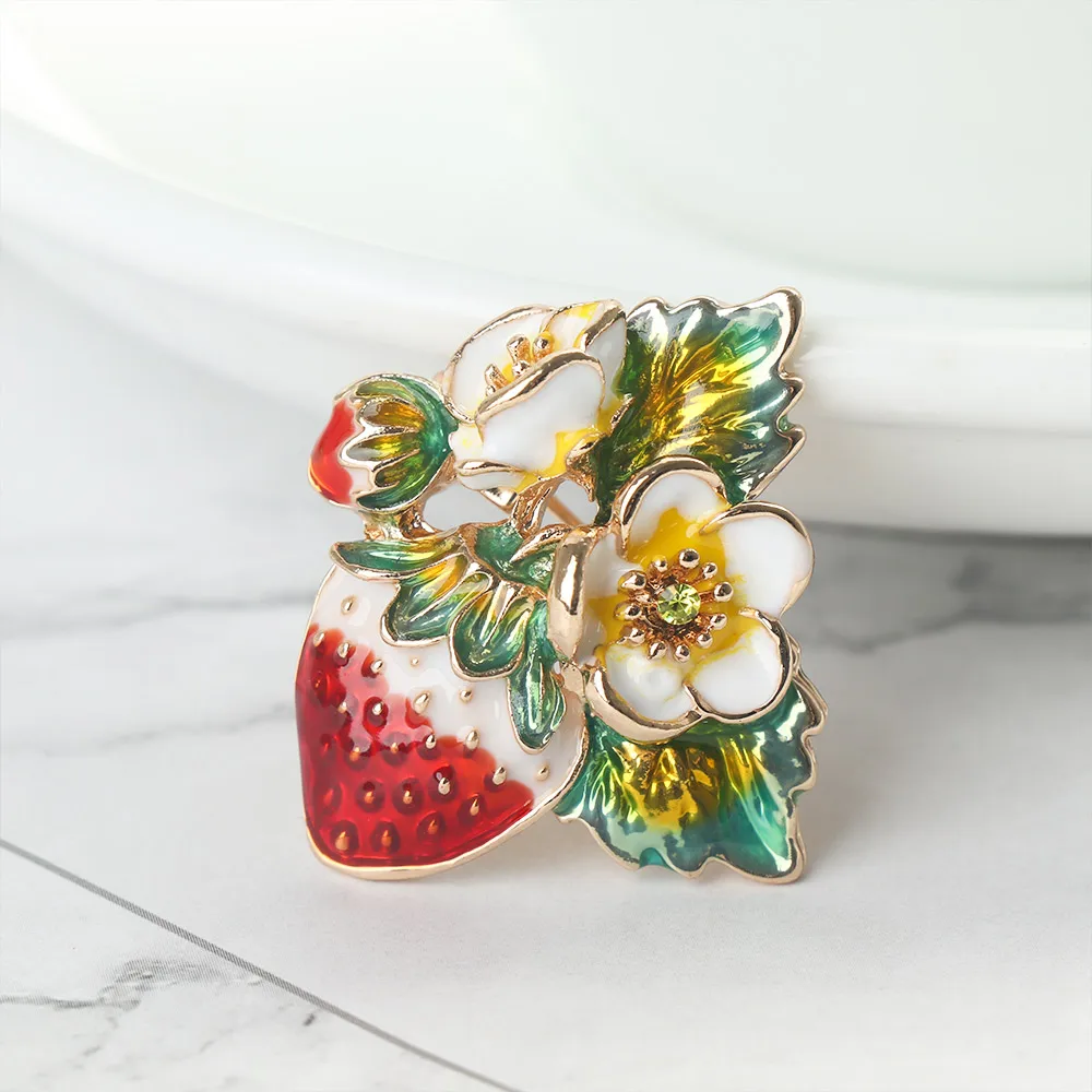 Женская Брошь с цветком клубники модная разноцветная брошь отложным воротником