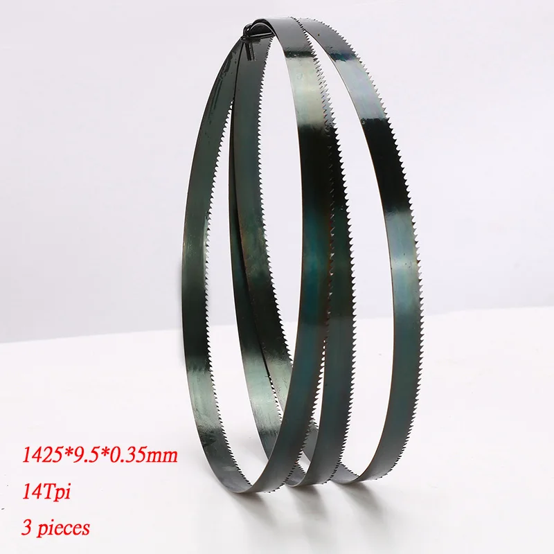 

3 Pieces 8" Band Saw Blades 1425mm x (Width: 3mm, 6.35mm, 9.5mm) x 6 or 14Tpi, Woodworking Band Saw Blades Cut Curve (Mix Pack)