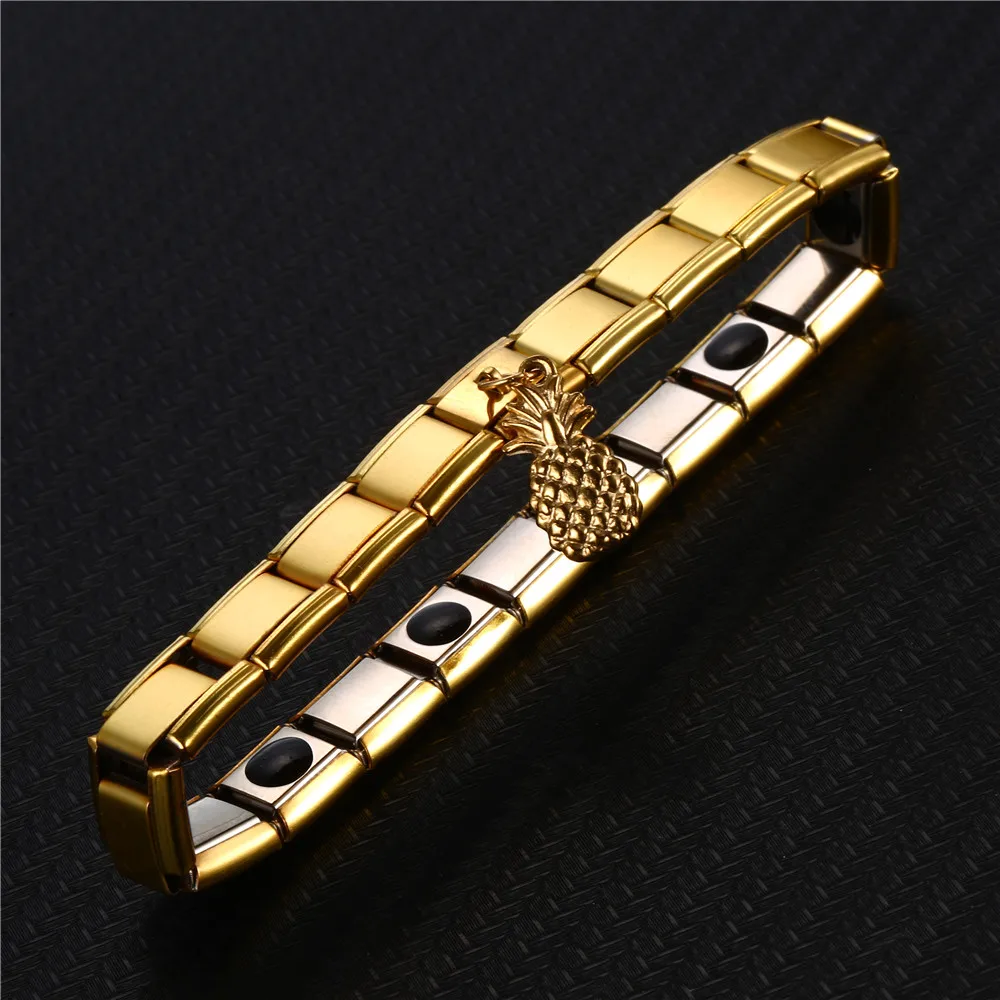 Новый дизайн эластичные Нержавеющая сталь здоровья браслет с германием терапии