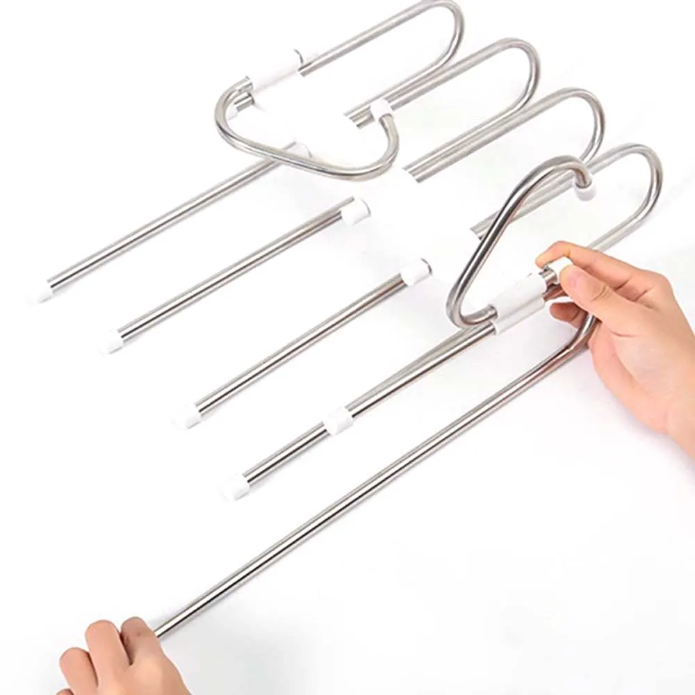 

5-in-1 Pants Hanger Multifunctional Portable Stainless Steel Hanger for Clothes Trousers Coat Storage Organization Space Saving
