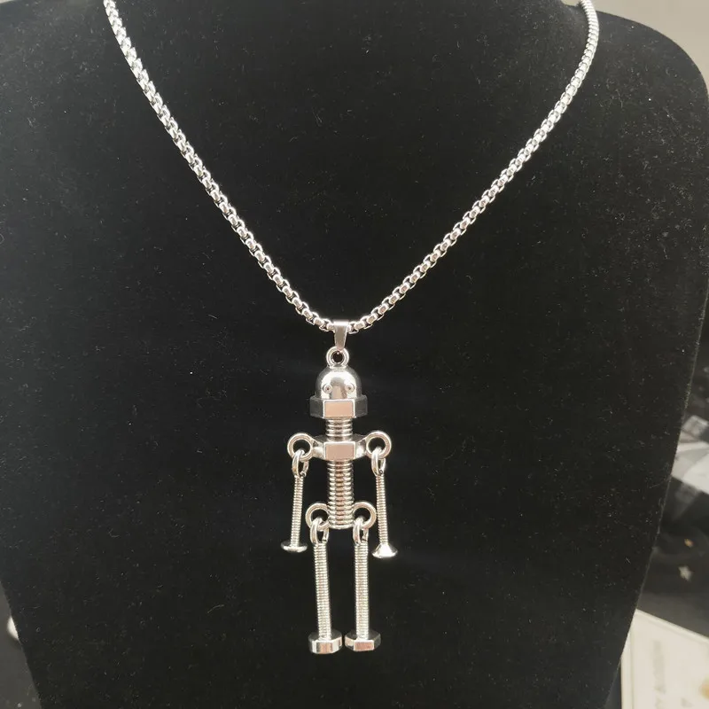 Мужское ожерелье трендовые винты в стиле хип хоп кулон робот прилив Студенческая