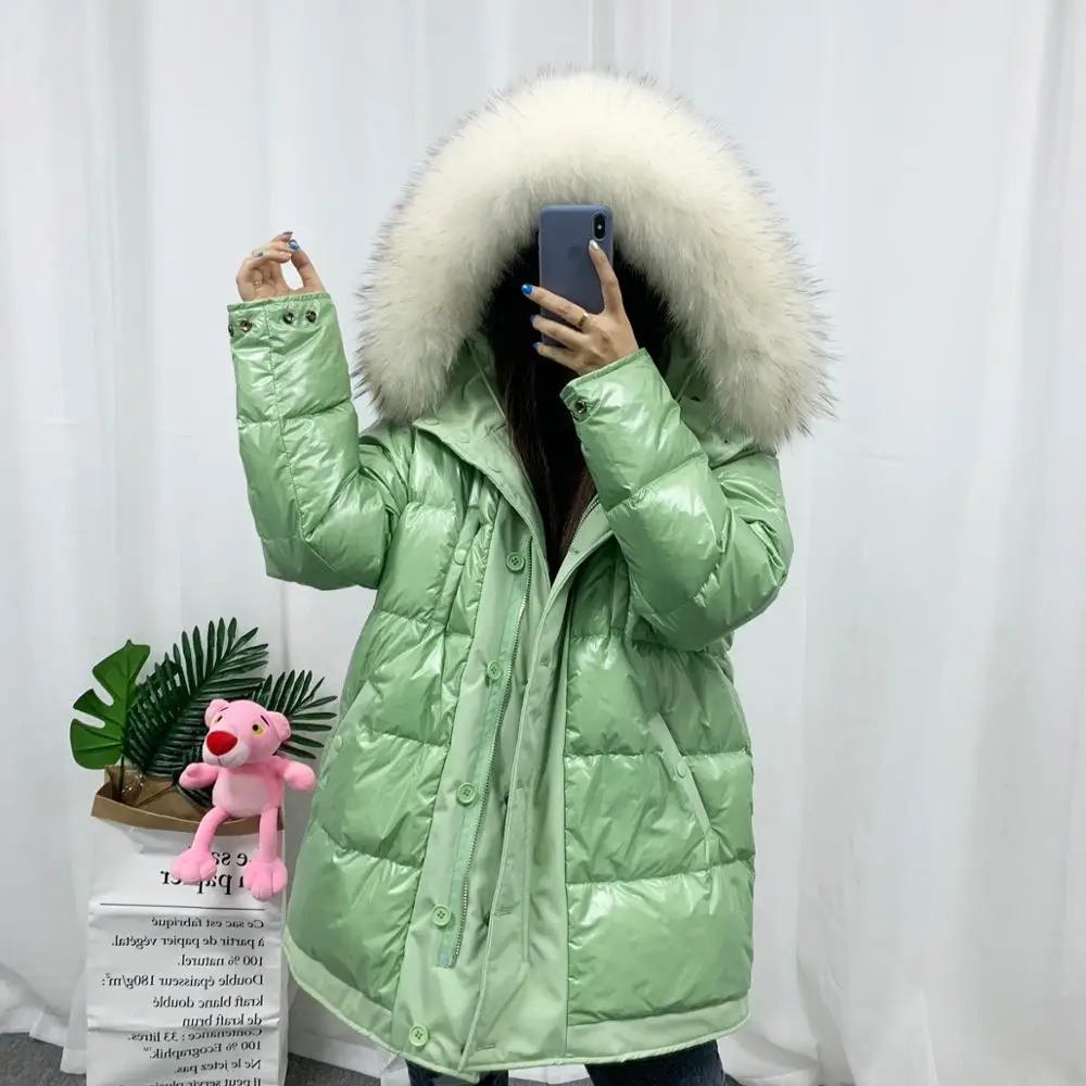 Двухсторонний женский пуховик зимняя теплая парка с капюшоном и воротником из